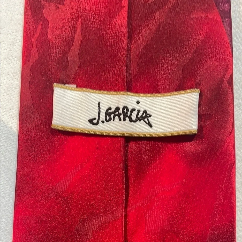 J. Garcia Limited Edition Alligator Works 42 Red Abstract Silk Tie NNT